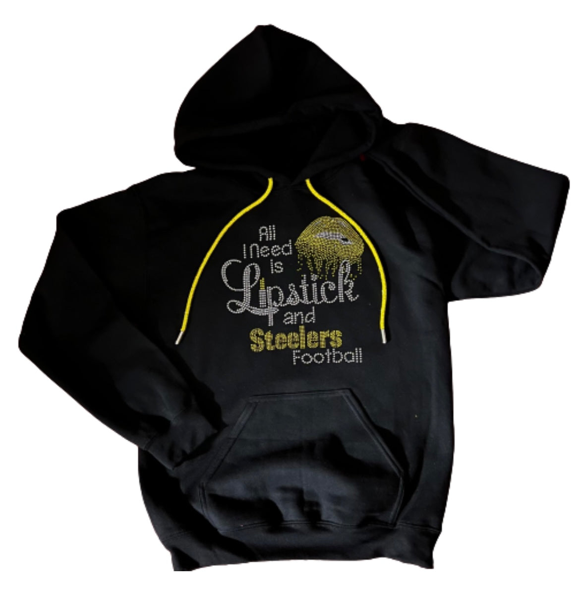 Bling String Hoodie - Lipstick and Steelers