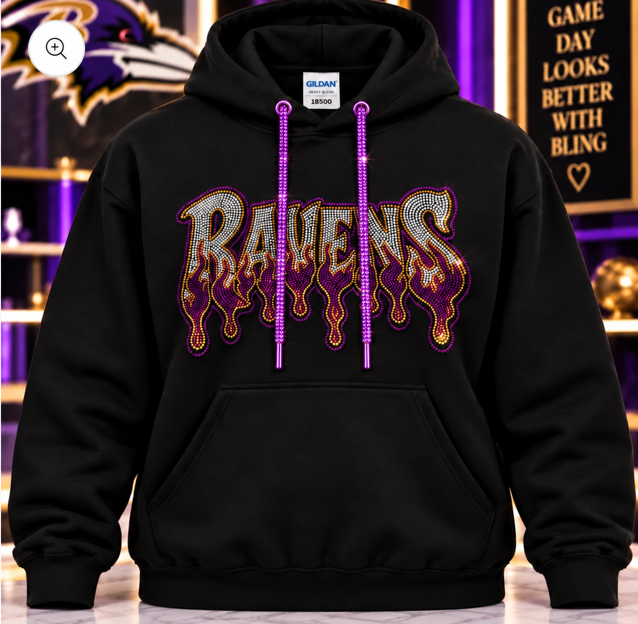 Ravens Drip Bling String Hoodie