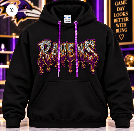 Ravens Drip Bling String Hoodie